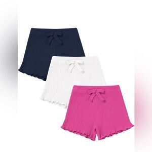 Women's Ribbed Shorts Set - Navy, White, and Pink